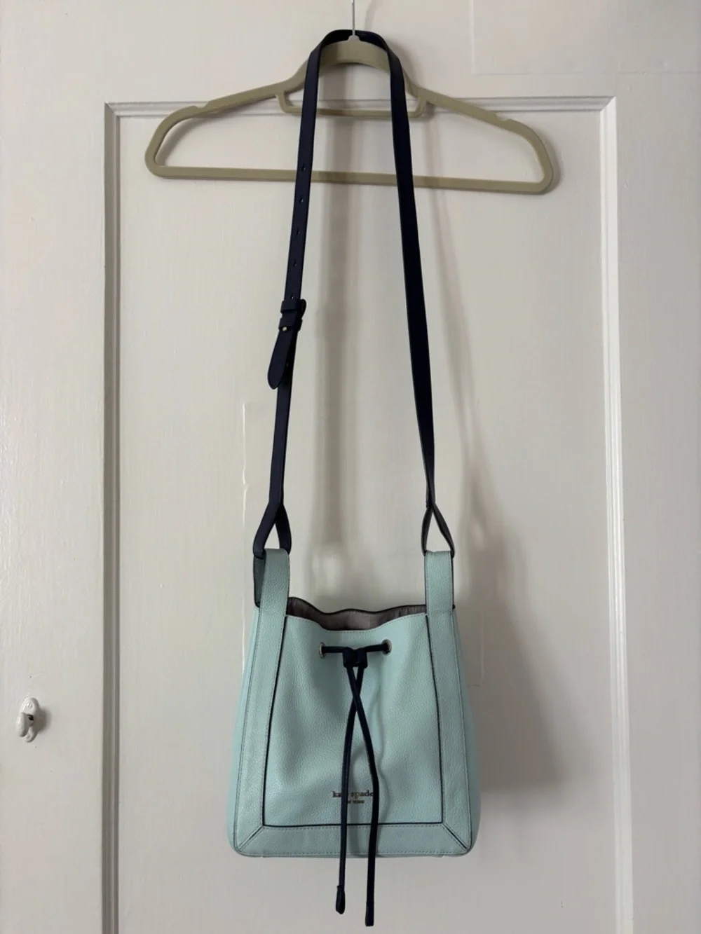 kate spade Mint and Black Leather‎ Drawstring Shoulder Bag